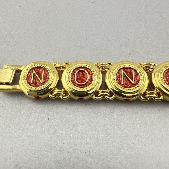 Camrose & Kross JBK Bracelet Red Castellani Wedding Jackie Kennedy Gold Tone 8" - Picture 4 of 16